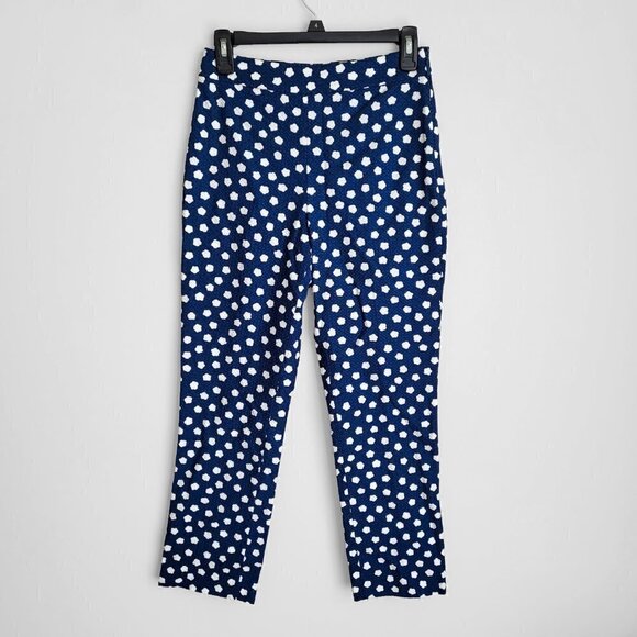 NWT Kate Spade Blue Jacquard Cloud Polka Dot High Waisted Cropped Pants - Picture 5 of 14